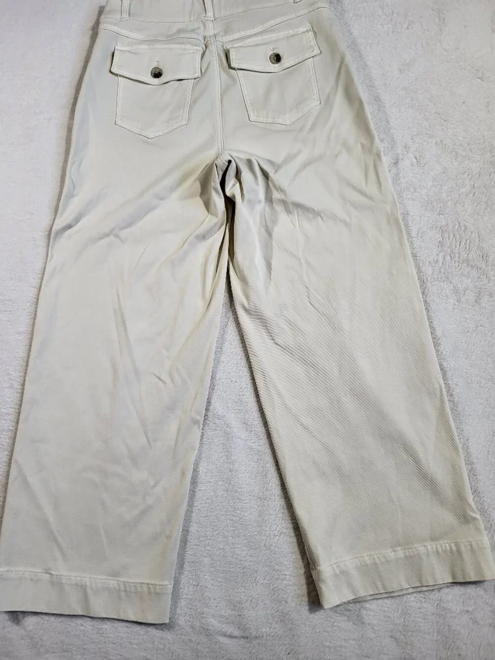 Spanx Stretch Twill Cropped Wide Leg Pants Off White size large - Picture 13 of 13